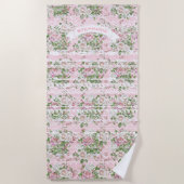 Serviette De Plage Nom ou devis du Motif Rose de Trellis rose Aztec (Devant)