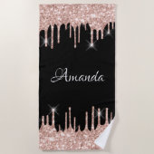 Serviette De Plage Nom Parties scintillant étincelante gouttes rose R (Devant)