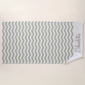 Serviette De Plage Nom pastel à rayure zig zag géométrique (Devant)