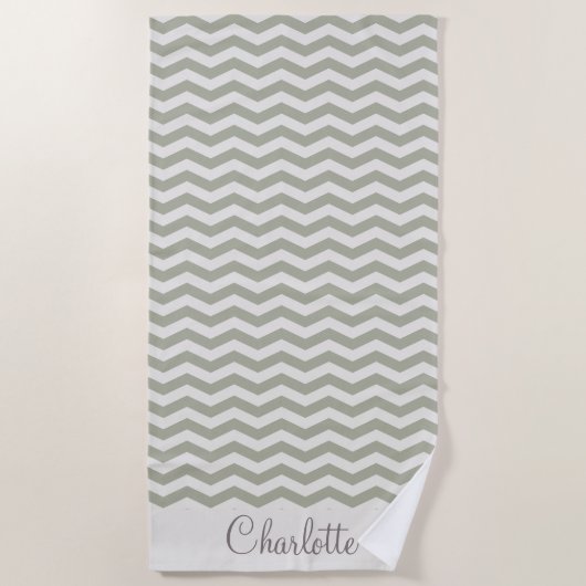 Serviette De Plage Nom pastel à rayure zig zag géométrique (Devant)