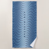 Serviette De Plage Nom personnalisable Navy Blue Moiré Effect Trippy (Devant)