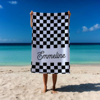 Nom personnalisé À damiers blanc et noir