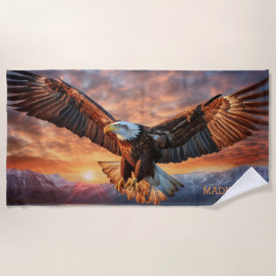 Serviette De Plage Nom personnalisé Aigle américaine