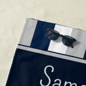 Serviette De Plage Nom personnalisé Ancre nautique (En situation)