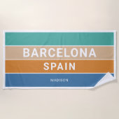 Serviette De Plage Nom personnalisé Barcelone Espagne / VOTRE TEXTE (Devant)