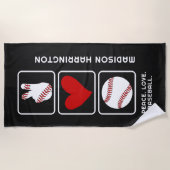 Serviette De Plage Nom personnalisé Baseball (Devant)