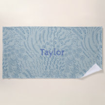 Nom personnalisé Beach Towel-Sea Shell & Coral Imp