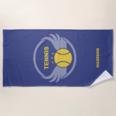 Serviette De Plage Nom personnalisé Boule de tennis avec ailes (Devant)