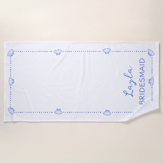 Serviette De Plage Nom Personnalisé Bridesmaid Coastal Main Drag Chic (Devant)