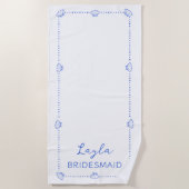Serviette De Plage Nom Personnalisé Bridesmaid Coastal Main Drag Chic (Devant)