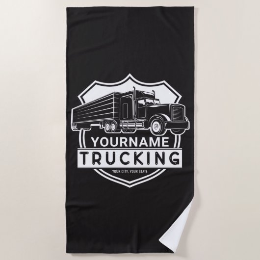 Serviette De Plage NOM personnalisé Camions Big Rig Semi Trucker (Devant)