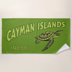 Serviette De Plage Nom personnalisé Cayman Islands Turtle