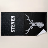 Serviette De Plage Nom personnalisé Chasse aux cerfs Antlers hommes (Devant)