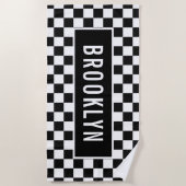 Serviette De Plage Nom personnalisé Couture Motif Classic (Devant)