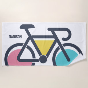 Serviette De Plage Nom personnalisé Cyclisme