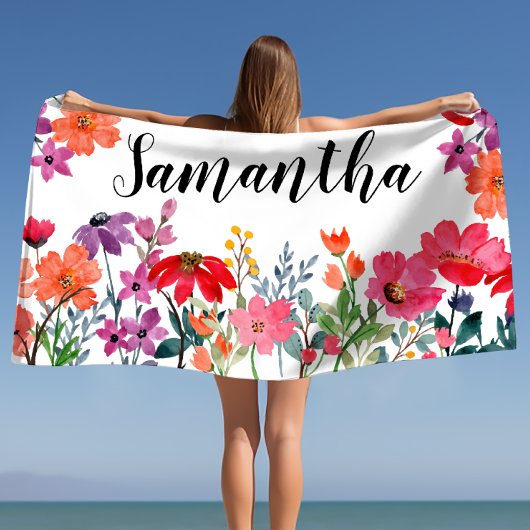Serviette De Plage Nom personnalisé de femme Fille