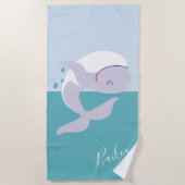 Serviette De Plage Nom personnalisé de la baleine à saute graphique t (Devant)