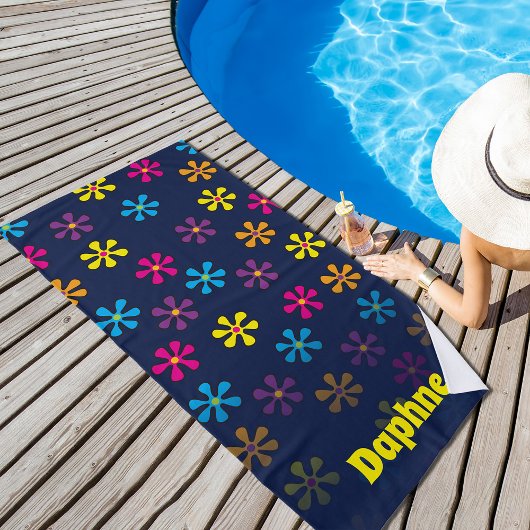 Serviette De Plage Nom personnalisé de la fleur Hippie super