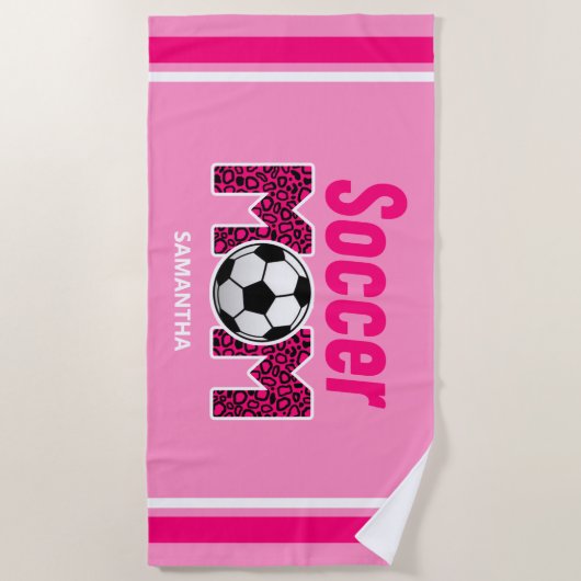 Serviette De Plage Nom personnalisé de la maman de football personnal (Devant)