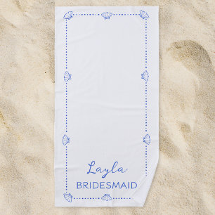 Serviette De Plage Nom personnalisé Demoiselle d'honneur Côté mer Des