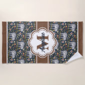 Serviette De Plage Nom personnalisé des fentes munies Monogramme (Devant)