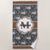 Serviette De Plage Nom personnalisé des fentes munies Monogramme (Devant)