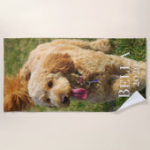 Serviette De Plage Nom personnalisé Doodle doré (Devant)