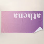 Serviette De Plage Nom personnalisé du dégradé rose doux (Devant)