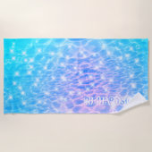 Serviette De Plage Nom personnalisé eau ondulée texture moderne chic (Devant)