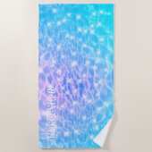 Serviette De Plage Nom personnalisé eau ondulée texture moderne chic (Devant)