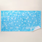 Serviette De Plage Nom personnalisé eau ondulée texture moderne chic (Devant)