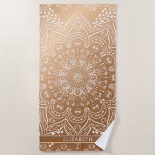 Serviette De Plage Nom personnalisé Elegant Mandala Girly
