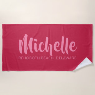 Serviette De Plage Nom personnalisé, emplacement et couleur de la ser