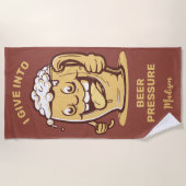 Serviette De Plage Nom personnalisé et bière texte amusant (Devant)