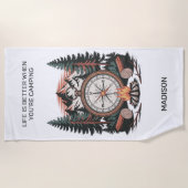 Serviette De Plage Nom personnalisé et camping de texte (Devant)