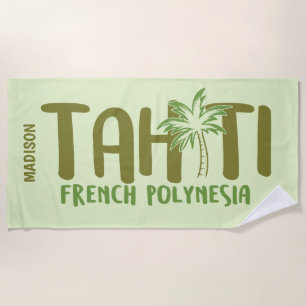 Serviette De Plage Nom personnalisé et couleur Tahiti