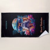 Serviette De Plage Nom personnalisé et destination Tropical Vacances  (Devant)