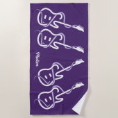 Serviette De Plage Nom personnalisé Guitare stylisée (Devant)