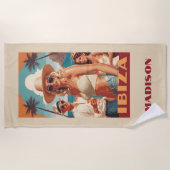 Serviette De Plage Nom personnalisé Ibiza, Espagne Poster de voyage (Devant)