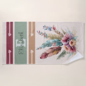 Serviette De Plage Nom personnalisé initial floral (Devant)