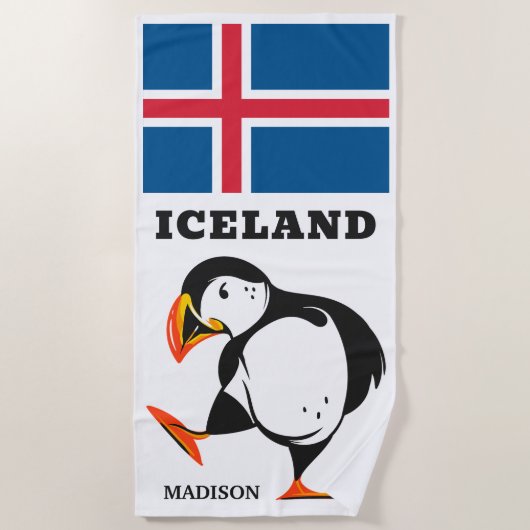 Serviette De Plage Nom personnalisé Islande (Devant)