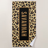 Serviette De Plage Nom personnalisé Leopard Poster de animal Motif cl (Devant)