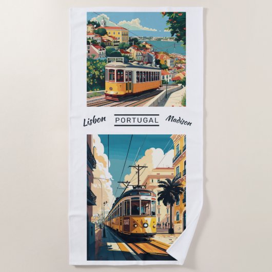Serviette De Plage Nom personnalisé Lisbonne Portugal (Devant)