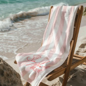 Serviette De Plage Nom personnalisé Mariée Rayure Rose | Cadeau d'ent