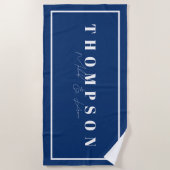 Serviette De Plage Nom personnalisé Marine Blue Elegant (Devant)