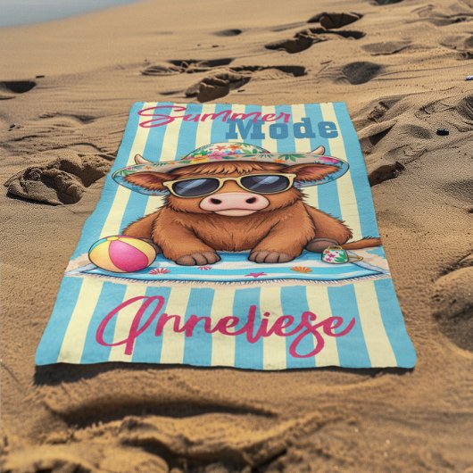 Serviette De Plage Nom personnalisé "Mode été" Conception de vacances