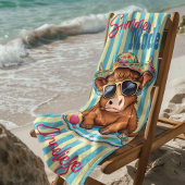 Serviette De Plage Nom personnalisé "Mode été" Conception de vacances