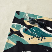 Serviette De Plage Nom personnalisé Motif baleines (En situation)