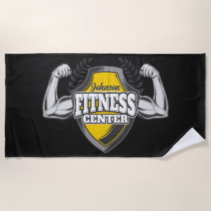 Serviette De Plage Nom personnalisé Muscle Fitness Trainer Gym