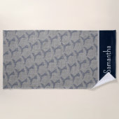 Serviette De Plage Nom personnalisé Nautical Whale Tail Art (Devant)